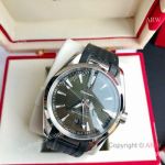 High Quality Replica OMEGA Seamaster Aqua Terra 150M Black Strap Green Curved Face Dial Silver Case Watch 41.5mm